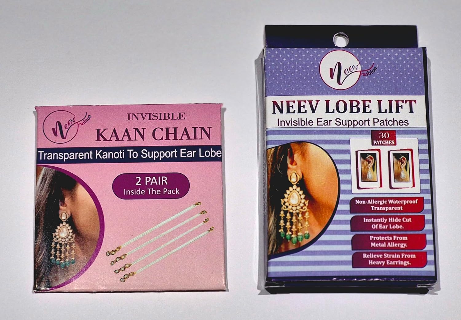 Neev Lobe Transparent Kanauti for Women – Pack of 2 Kanauti + Free Pack of 30 Lobe Lift Ear Patches | Invisible, Waterproof For comfortable support for heavy earrings Neev Lobe Transparent Kanauti for Women – Pack of 2 Kanauti + Free Pack of 30 Lobe Lift Ear Patches | Invisible, Waterproof For comfortable support for heavy earrings
