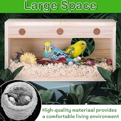 Miniatura 5 de Hamiledyi Caja nido de periquitos transparente para pájaros, jaula de madera, caja de cría para agapornis, cacatúa, budgie, conure, pinzón, loro,
