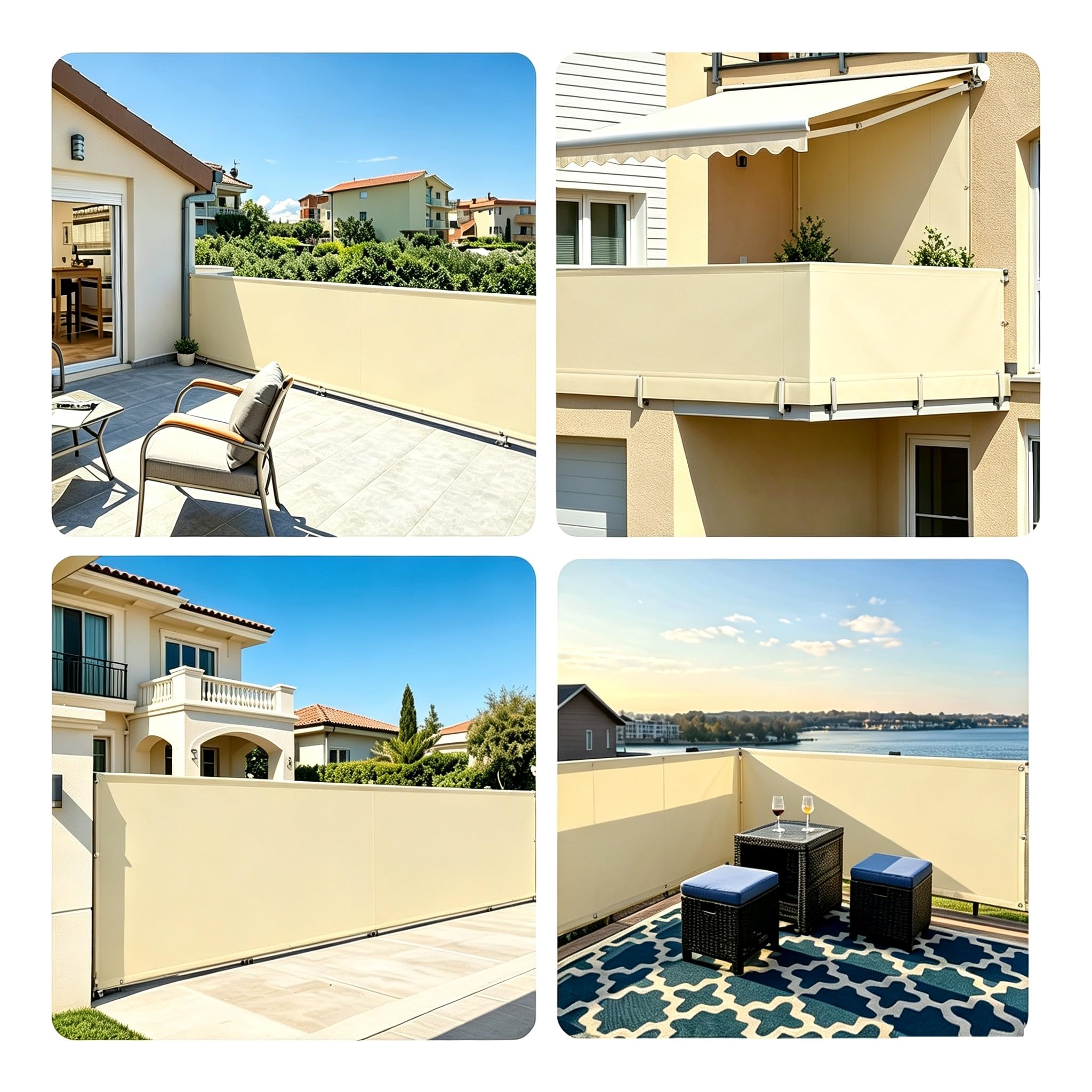 Cubierta de Malla para cercas de privacidad Balcones - 3.8x3.2M/380x320CM Amarillo Claro - Malla Sombra cercas, Parasol Resistente al Viento, protección Exteriores, Patios, Jardines y porches