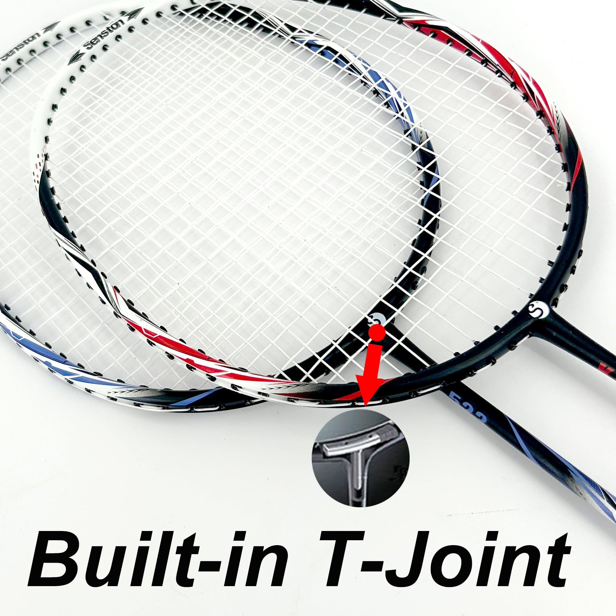 Senston Racchette Badminton in Fibra di Carbonio per Allenamento, Badminton Set con Borsa e 6 Volani in Nylon