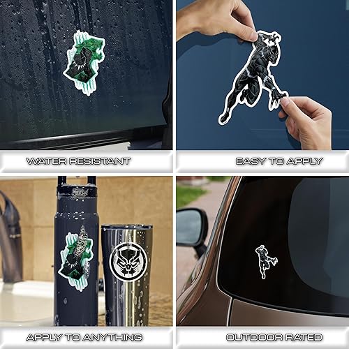 Miniatura 2 de Marvel Black Panther - Juego de 3 calcomanías de vinilo para botella de agua, bicicleta, casco, laptop, patineta, coche, calcomanías de Marvel para