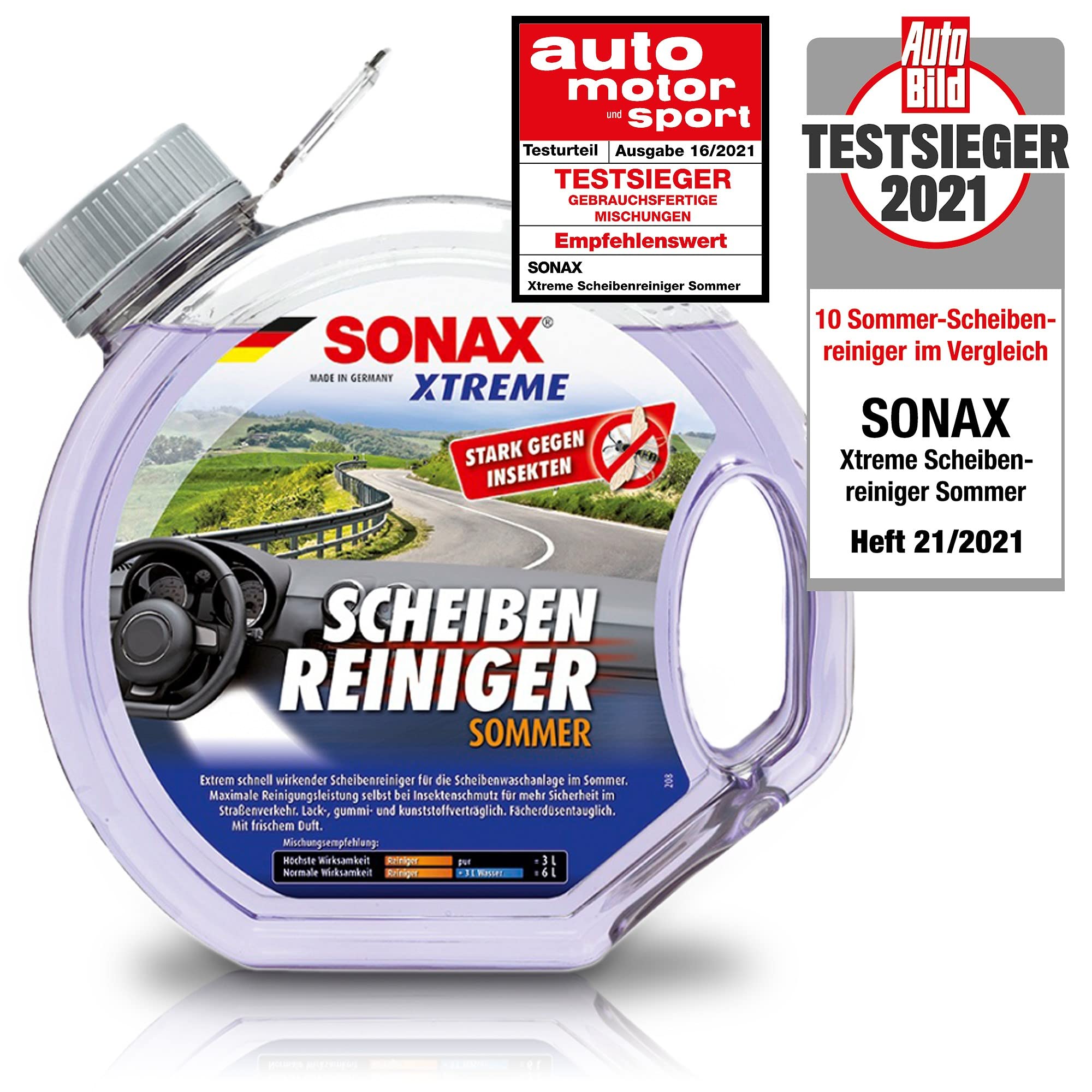 SONAX 4X 02724000 Xtreme ScheibenReiniger Sommer gebrauchsfertig 3L
