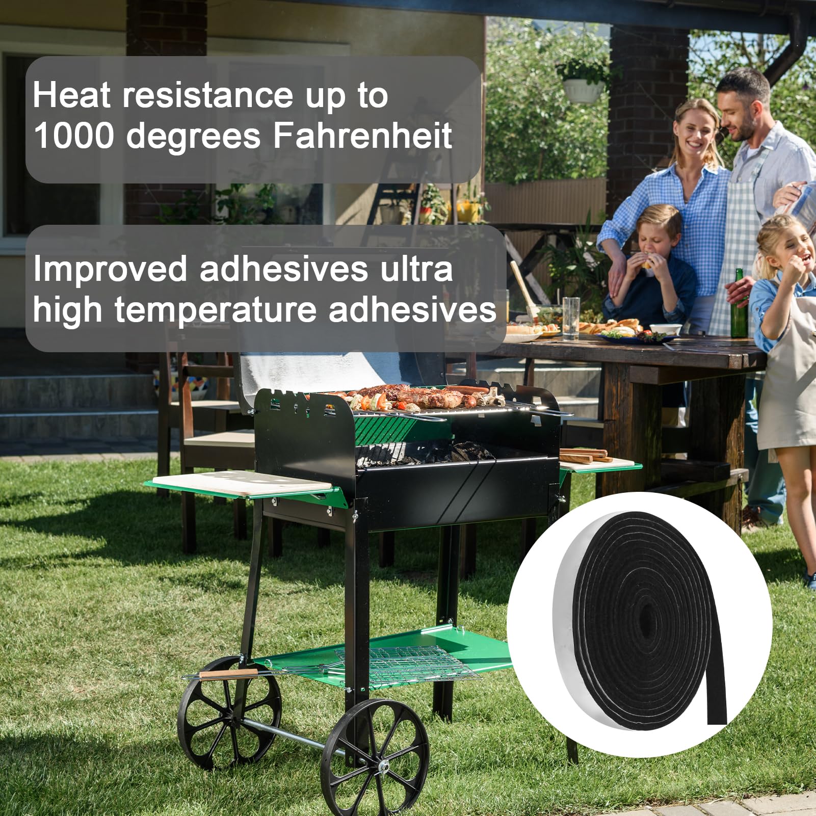 Joint Autocollant Pour Cheminée Et Barbecue - 2,5m Résistant à 600°C, épaisseur 3mm, Facile à Poser