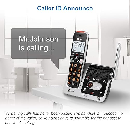 Miniatura 8 de AT&T BL102 DECT 6.0 Teléfono inalámbrico para el hogar con contestador, bloqueo de llamadas, locutor de identificación de llamadas, asistencia de
