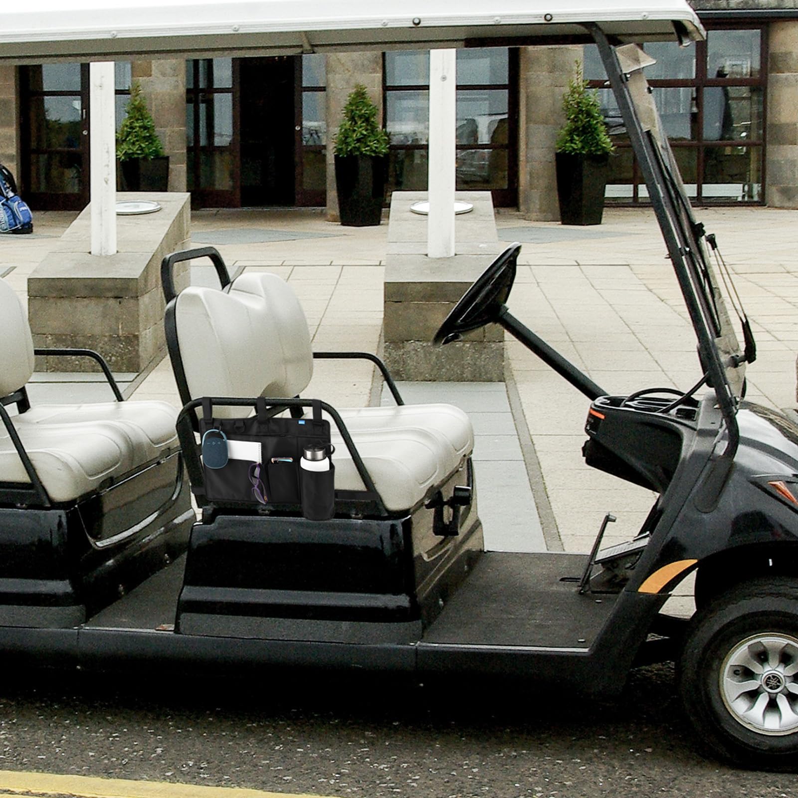 Xxerciz Golfwagen-Rücksitz-Organizer, leichte, faltbare Aufbewahrungstasche, tragbares Golfwagen-Zubehör mit verstellbarem Gurt für EZGO Yamaha Club Auto, Rollstuhl und Rollator