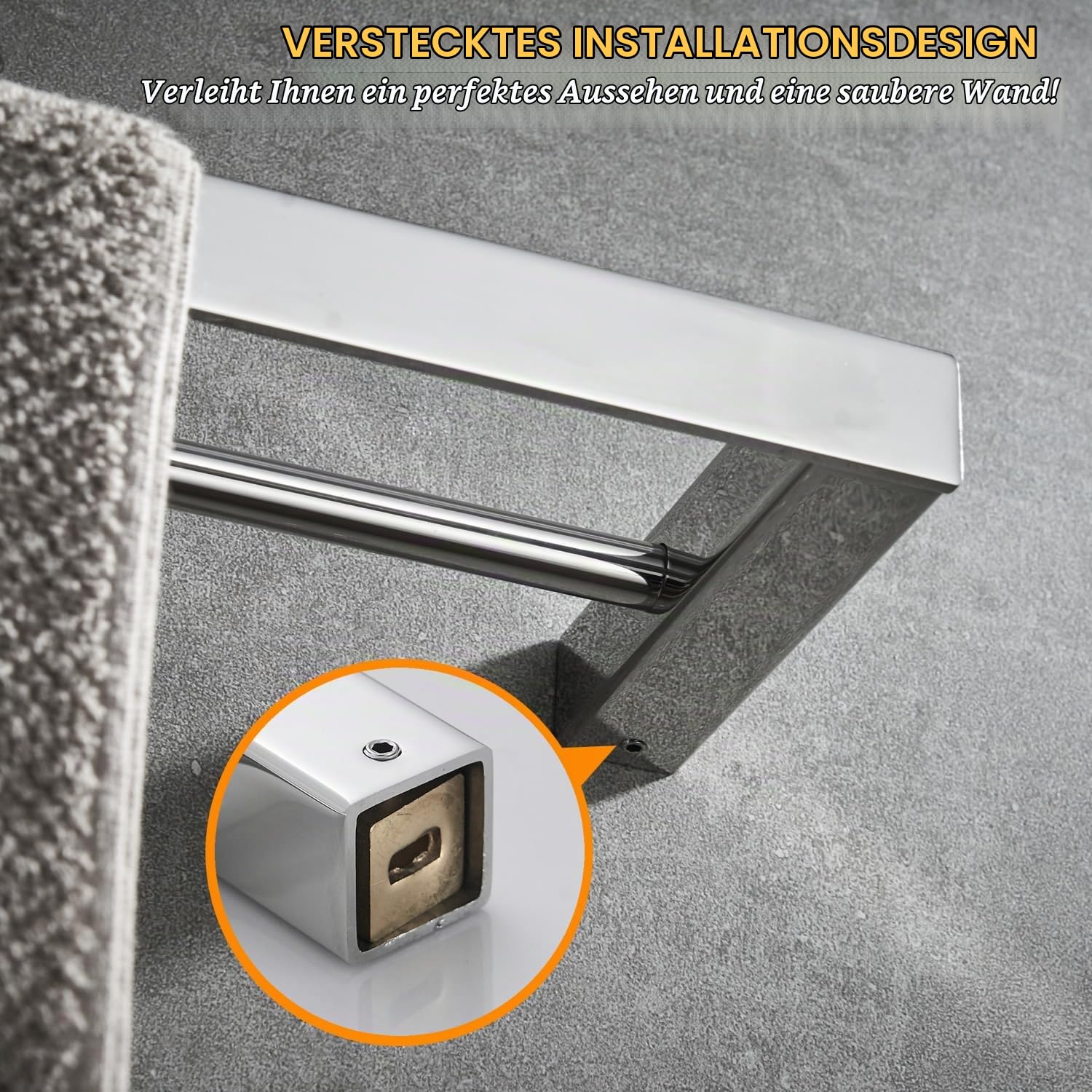 Badezimmer Toilette Doppelte 40cm Handtuchstange Wandhalterung, Edelstahl - Edelstahl, Poliert BA8502C-40