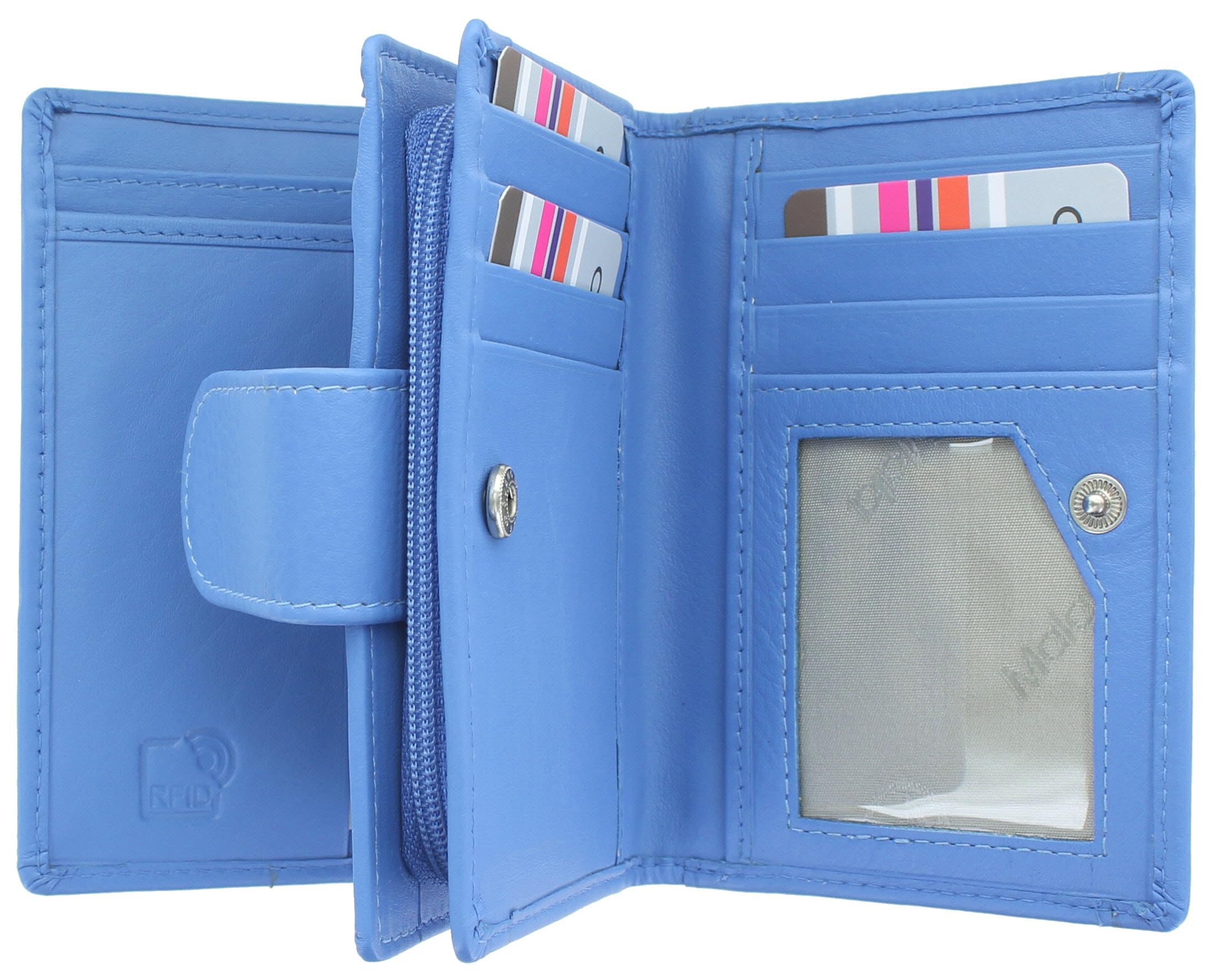 Mala Leather Colección Origin Monedero Compacto De Cuero Con Protección RFID 3273_5 Azul Marino