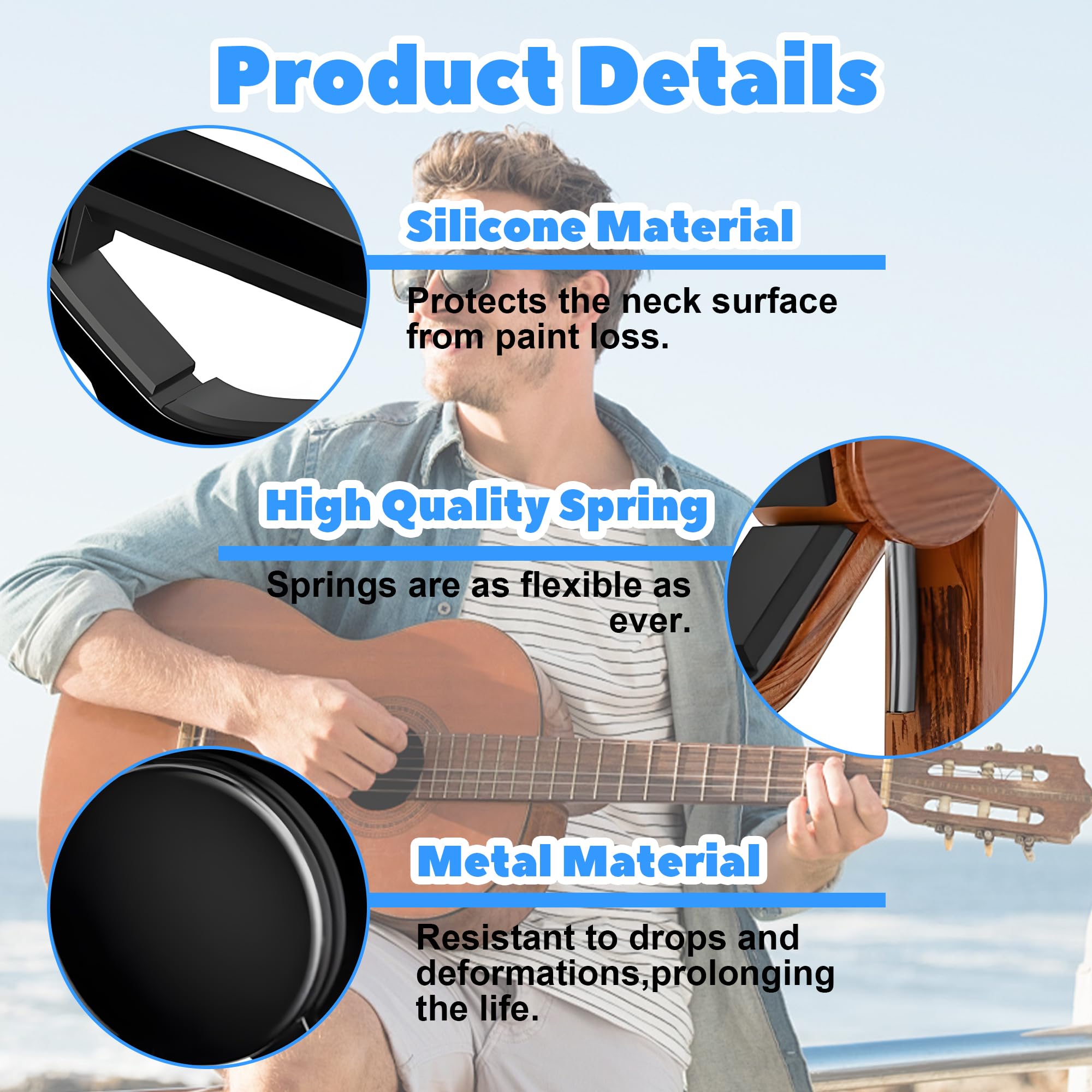 Guitar Capos, 2PCS Capos,10PCS Guitar Picks and 1PC Portable Pick Case, Essential Accessories for Acoustic,Electric & Classical Guitars - Image 3