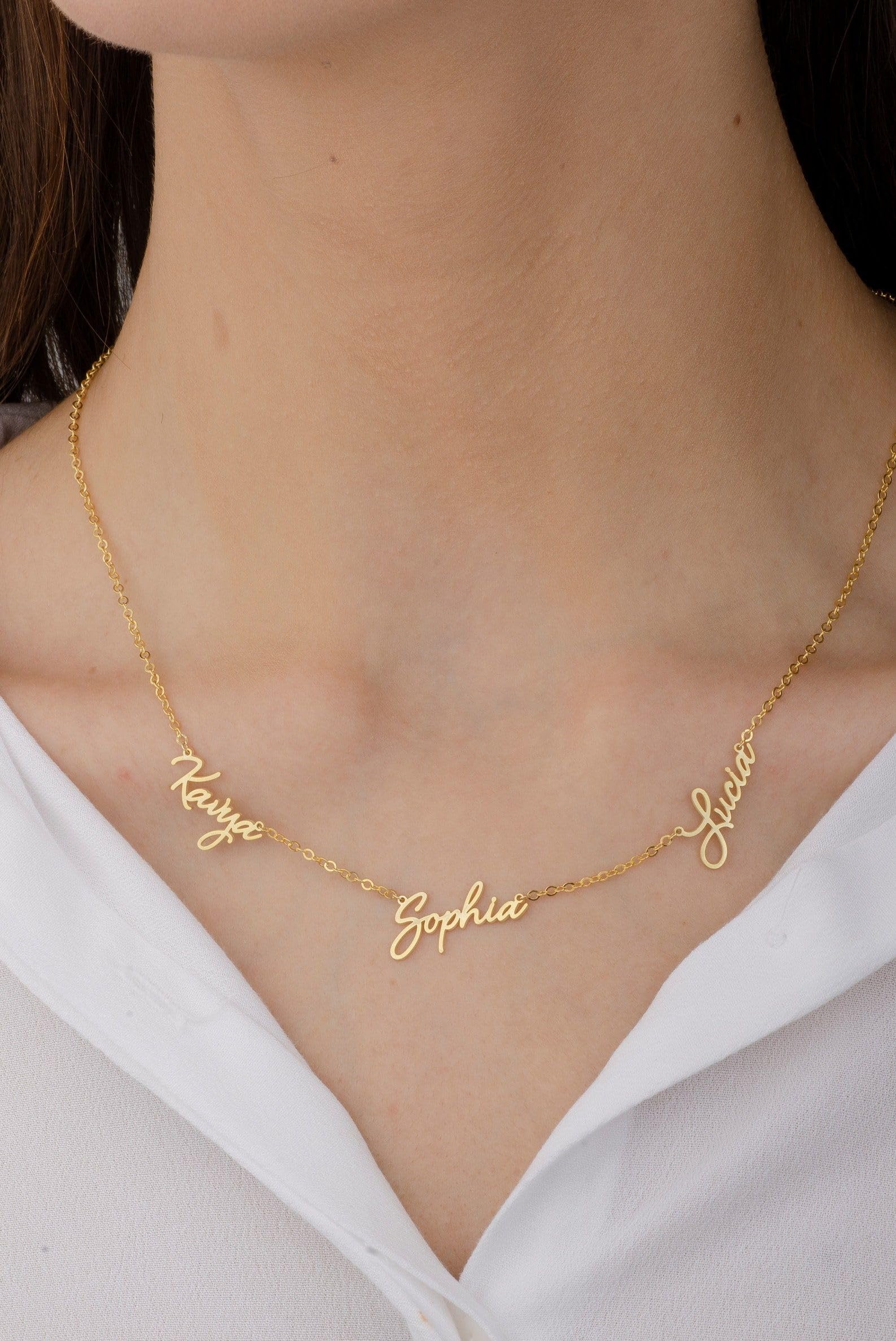 Multiplo collana con nome, famiglia su misura bambini in argento sterling nuovo nonna Natale per mamma