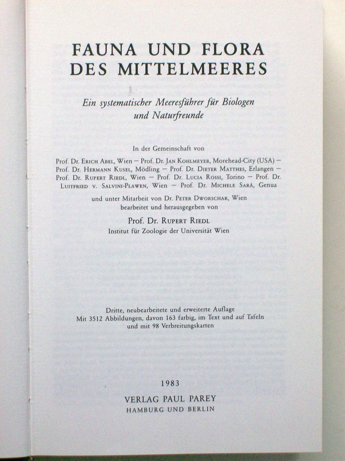 Fauna und Flora des Mittelmeeres. Ein systematischer Meeresführer für Biologen und Naturfreunde