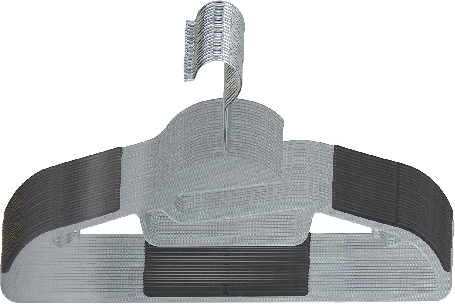 Simplify 24 Pack Ultimate Hanger | S-Shape Collar Saver | Ultra-Thin | Non-Slip | Accessory Bar | Belts | Scarves | Ties | Tank Top | Closet Organization | Light Grey