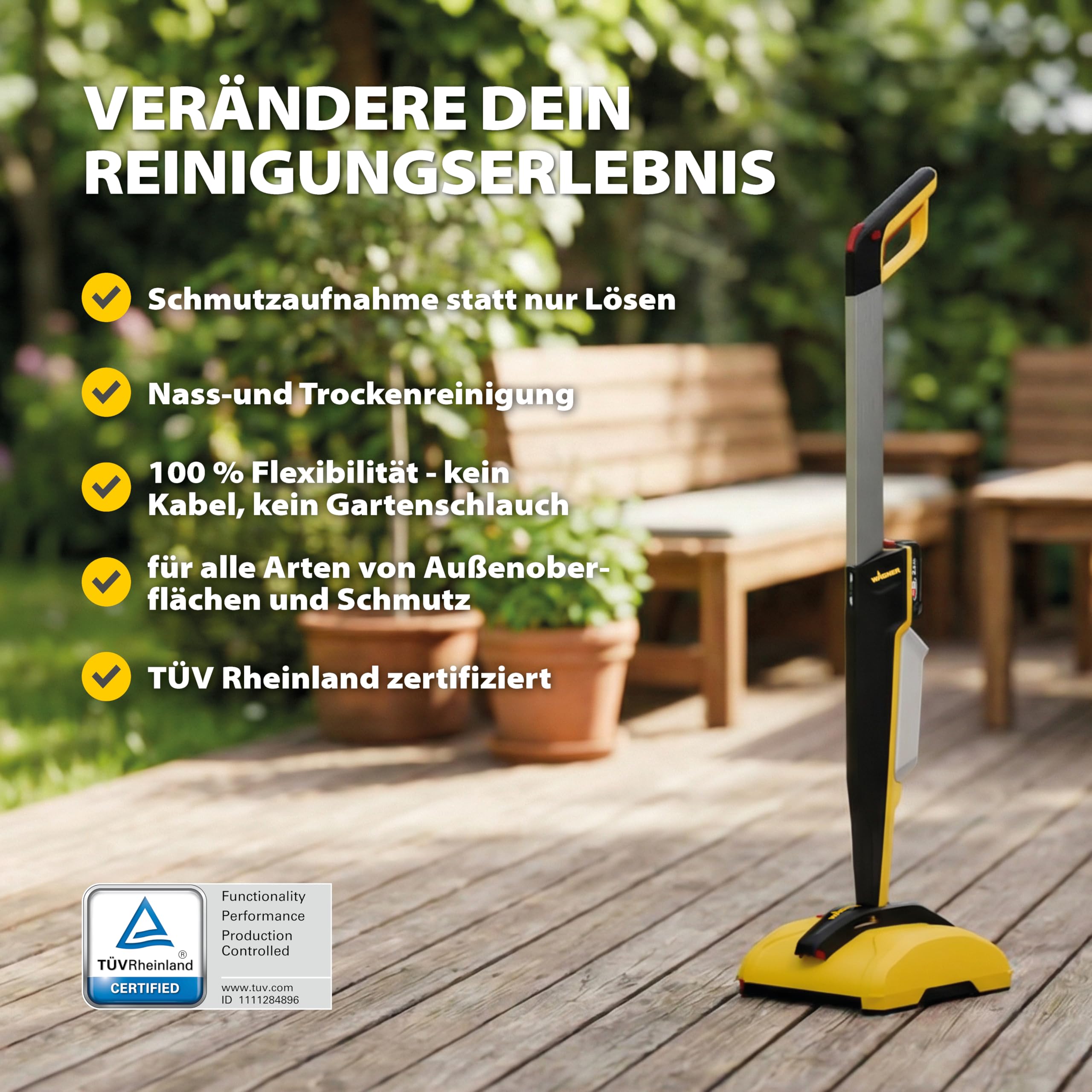 WAGNER Multifunktions-Terrassenreiniger Levaro Powerbrush 18V (Akku und Ladegerät sind nicht im Lieferumfang enthalten) - für die unkomplizierte Unterhaltsreinigung von Außenbereichen