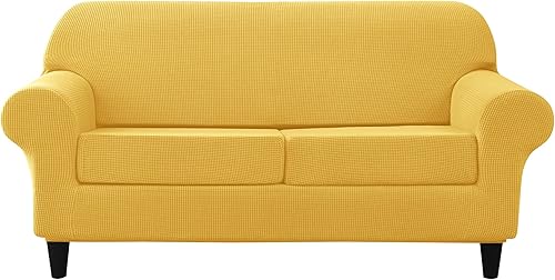 Funda elástica para sofá de 2 plazas, funda de sofá de jacquard suave para sofá de 2 cojines, protector de muebles lavable para mascotas y niños (M)