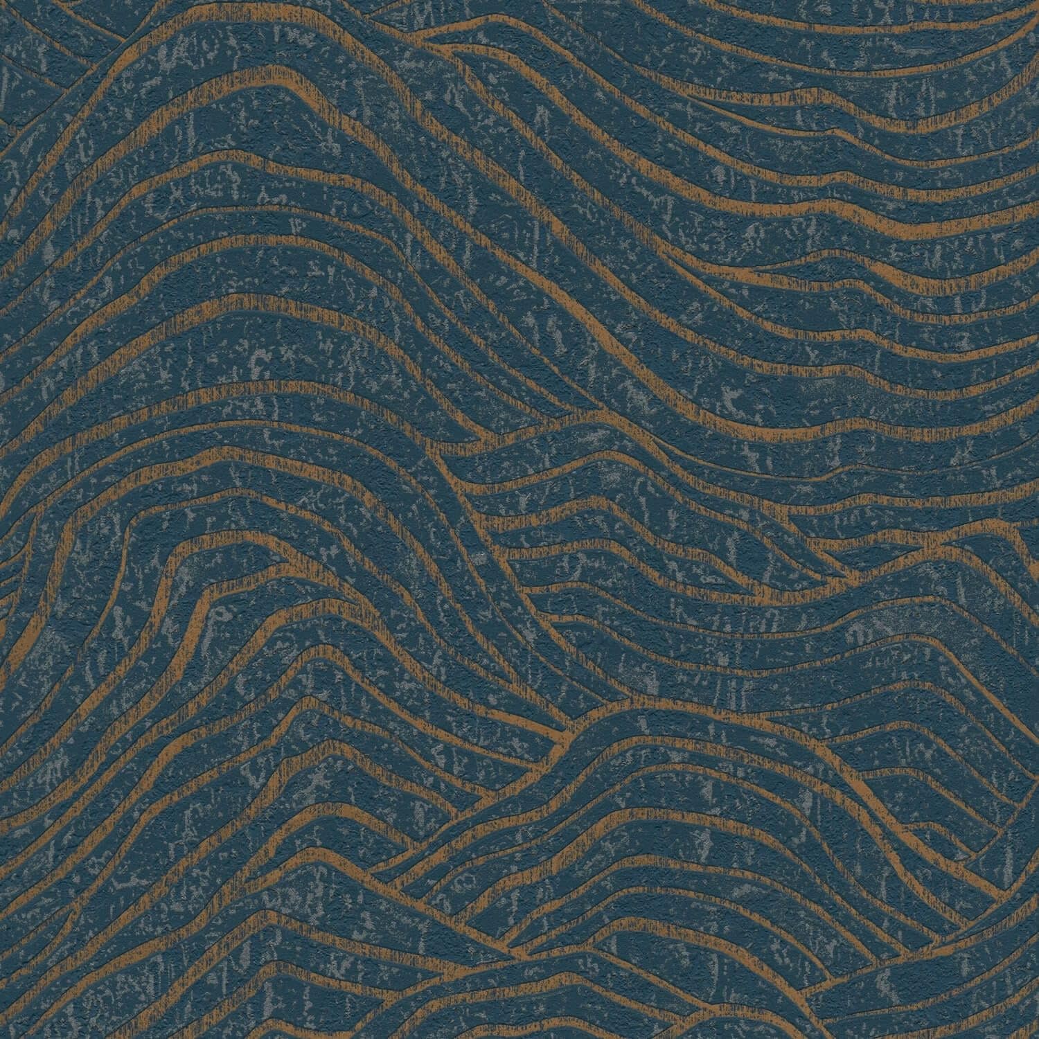 Papier peint abstrait bleu or salon moderne intissé Profhome