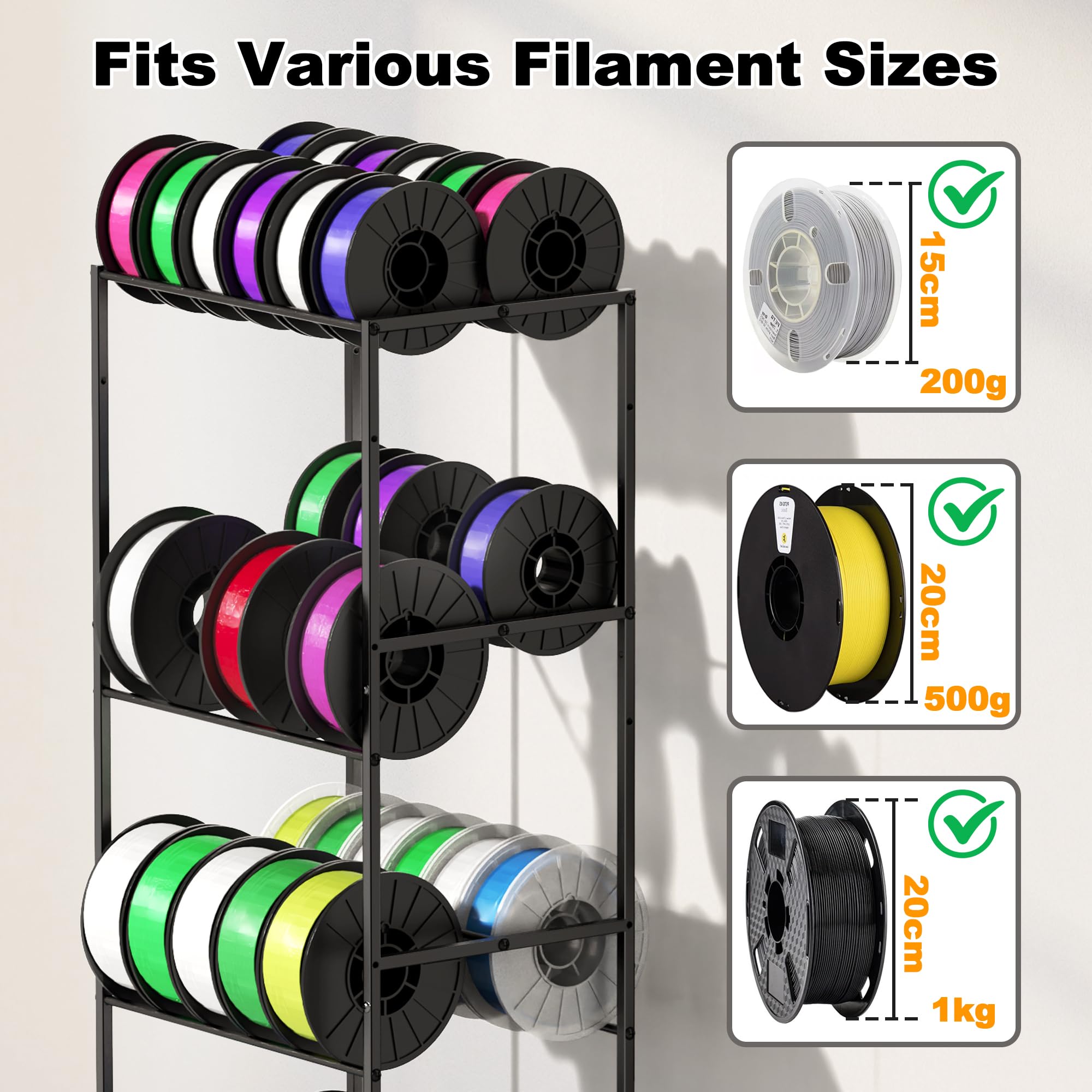 Alyoen Filament Regal für 3D-Drucker, 5 Ebenen, 3D-Drucker-Zubehörteile mit Rädern