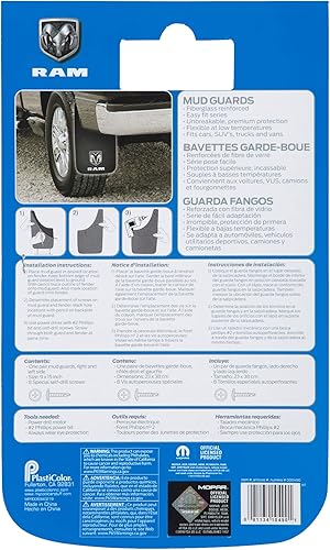 Miniatura 3 de Plasticolor 000490R01 RAM White Logo Easy Fit 9"x15" Guardabarros - Set izquierdo y derecho