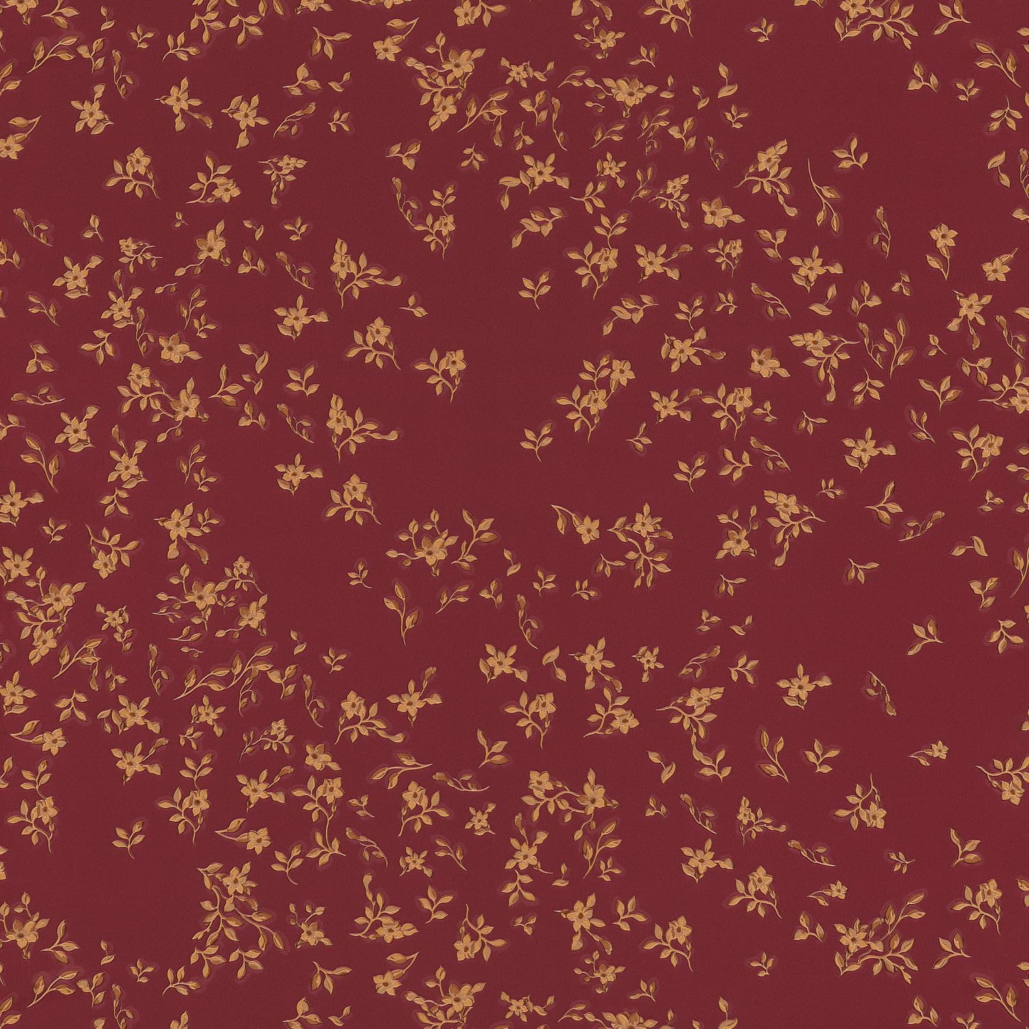 Papier peint floral rouge et or Profhome pour un salon chaleureux et chic