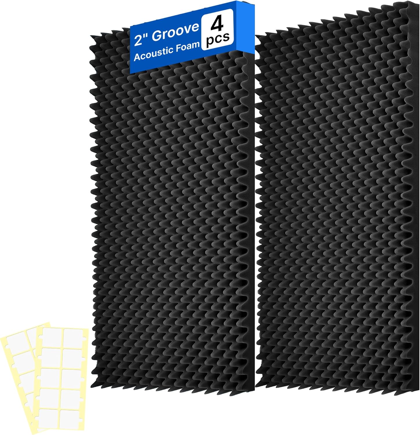 DHLYJHF 4 Pack 48"×24"×2" Acoustic Foam Vibration Damping Boards for Home Studios, Interrogation Rooms, Recording Studios (Black)