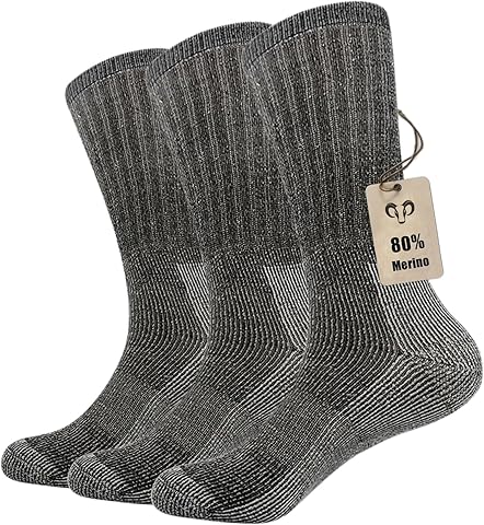 Vihir Calcetines de merino para hombre – Tubo largo Merino Sport Calcetines para esquí, trekking, senderismo, 3 pares…