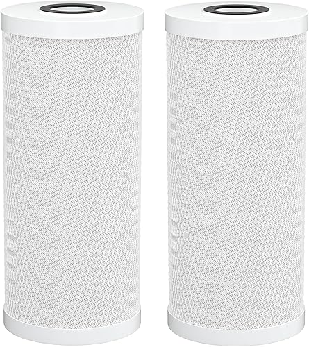 Cartucho de filtros de agua de carbono CTO de 5 micrones de 10 x 4.5 pulgadas, repuesto para sistema de filtro de agua para toda la casa, GE FXHTC,