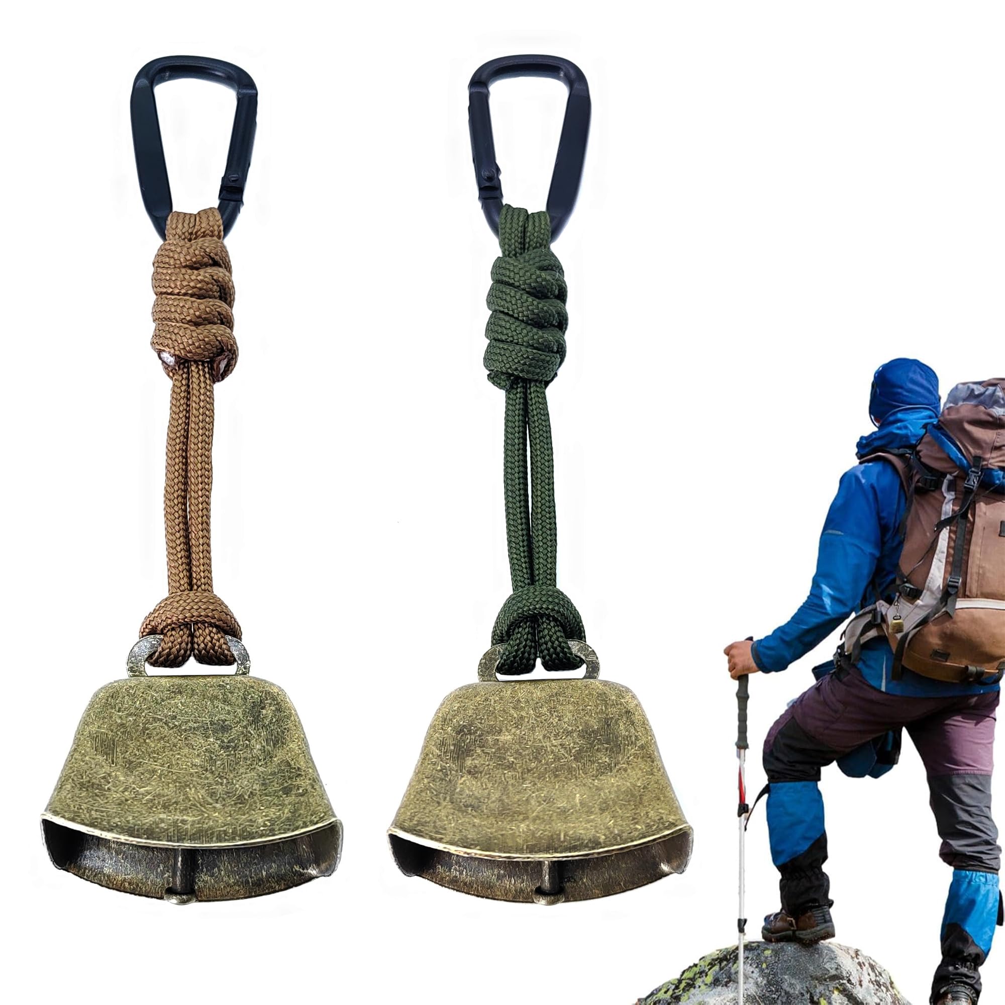 CHENNAN 2 Piezas Campanas Anti Osos, Práctico Campana Oso Campana de Advertencia, Mosquetón de Campanas de Oso, Campana de Oso Polivalente, para Senderismo Camping al Aire Libre Pesca Escalada