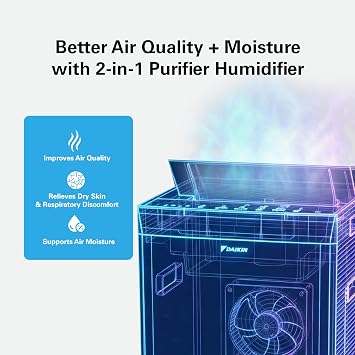 Daikin MCKB70YSAU Room Air Purifier for Home, HEPA, Activated Carbon, Pre-Filter and UVC LED Light, Zero Ozone Product, CARB Certified, 12.5 x 12.5 x 30 in