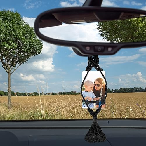 Miniatura 3 de JenPen 4 piezas de marcos para colgar fotos de automóvil, macramé, soporte Polaroid para exhibición de fotos de automóvil, accesorios bohemios para