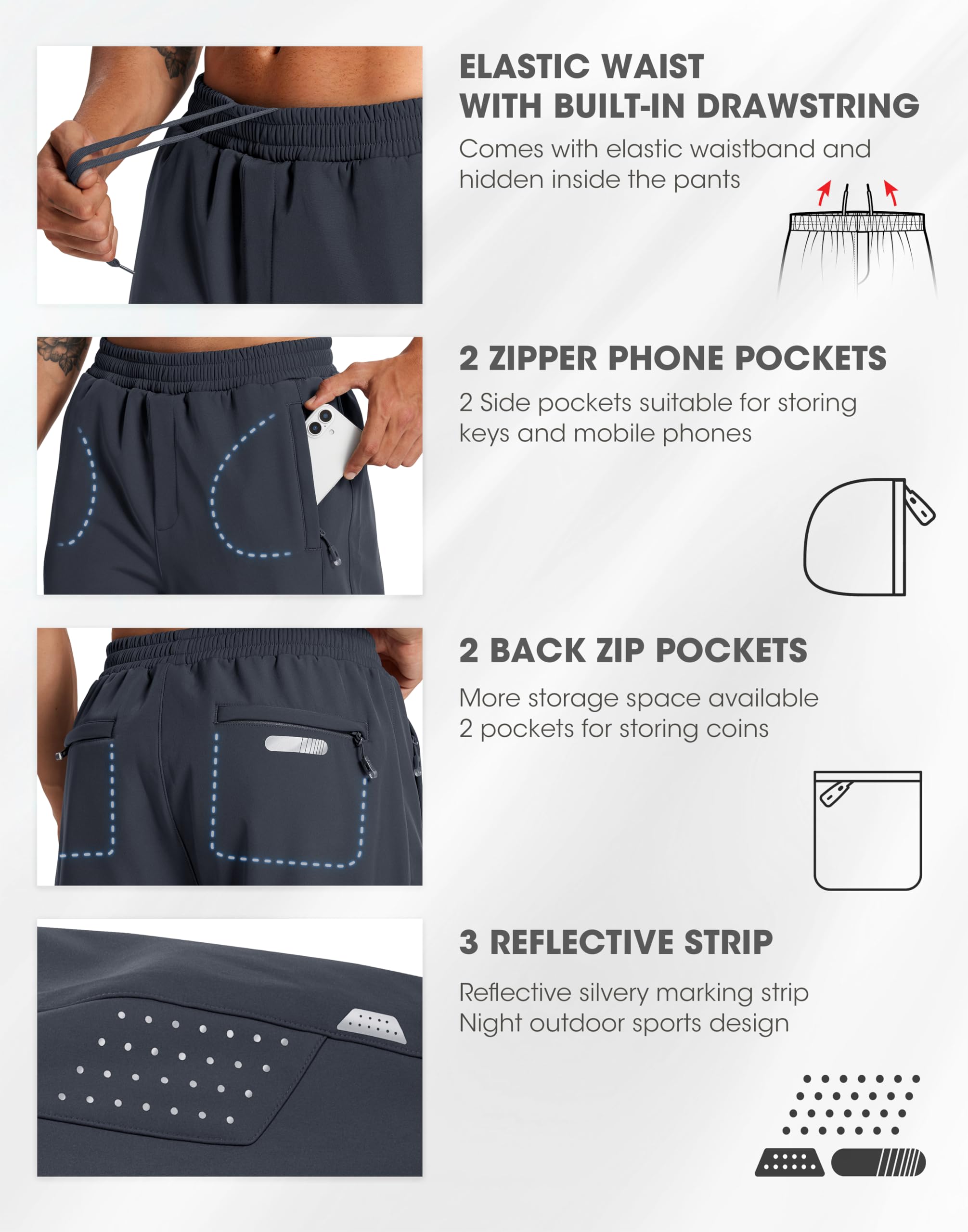 INYOTRAK Men's Fleece Joggers Athletic Winter Warm Sweatpants Workout Gym Running Active Track Pants - image 5