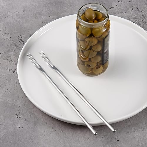 Miniatura 3 de IMEEA Pickle Forks - Tenedores de cóctel SUS304 de acero inoxidable con mango largo, tenedores de frutas de 8.85 pulgadas, juego de 4