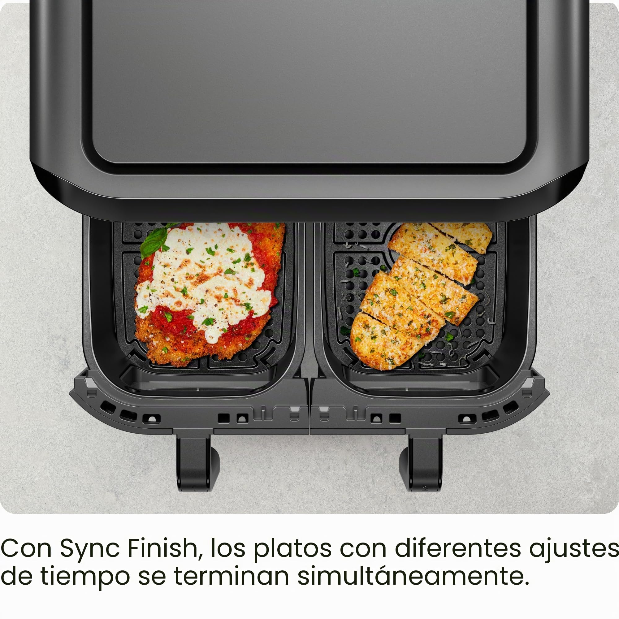 CHEFMAN Horno Freidora de Aire de 5,6L con Cestas Duales y Ventanas de Fácil Visualización, Sincronización de Finalización, Hi-Fry, Apagado Automático, Cestas Antiadherentes Apto para Lavavajillas