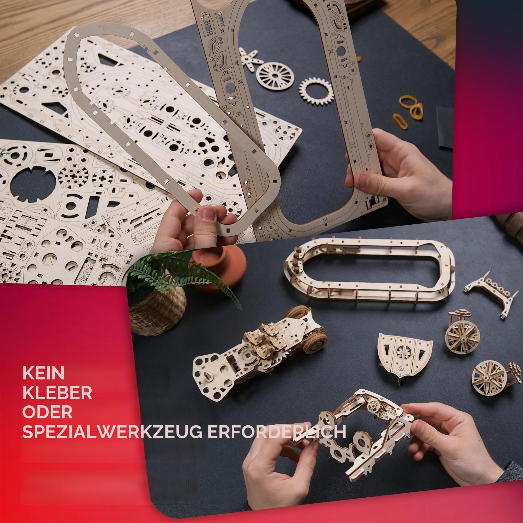 UGEARS Luftkissenboot modelbausatz für Rettungseinsätze - 3D Holzpuzzle für Erwachsene - Modellbau Schiffe Holzbausatz im Maßstab 1:32 - DIY 3D Puzzle Luftkissenboot mit realistischer Bewegung