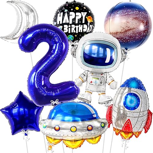 Globos gigantes y de la segunda luna - 40 pulgadas  Decoraciones de cumpleaños para niño  Decoraciones de fiesta de cumpleaños de galaxia  Globos de