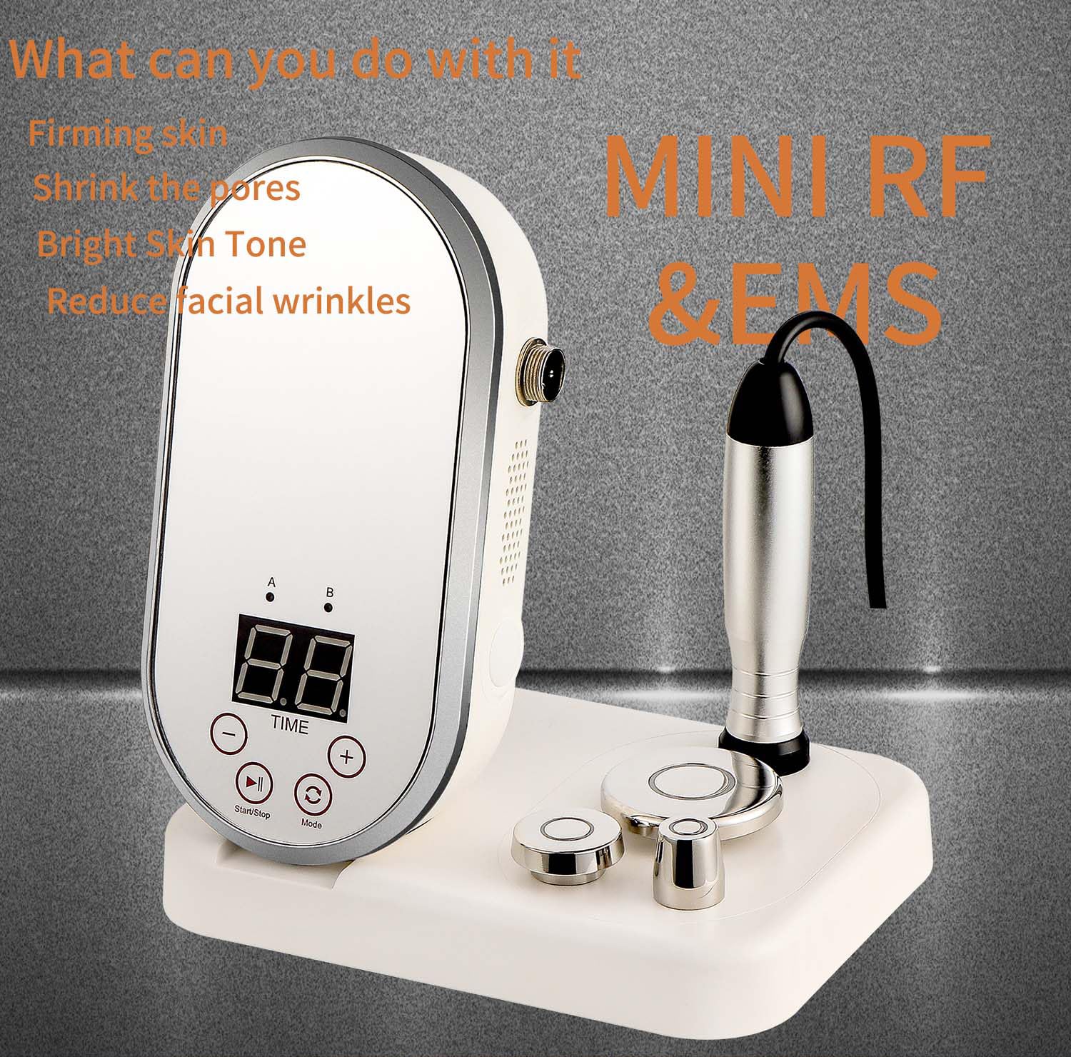 Elitzia Máquina facial de radiofrecuencia RF y EMS, uso doméstico, máquina de estiramiento de la piel, 3 tamaños, reemplazo de cabeza, levantamiento facial, reducción de arrugas, rejuvenecimiento de
