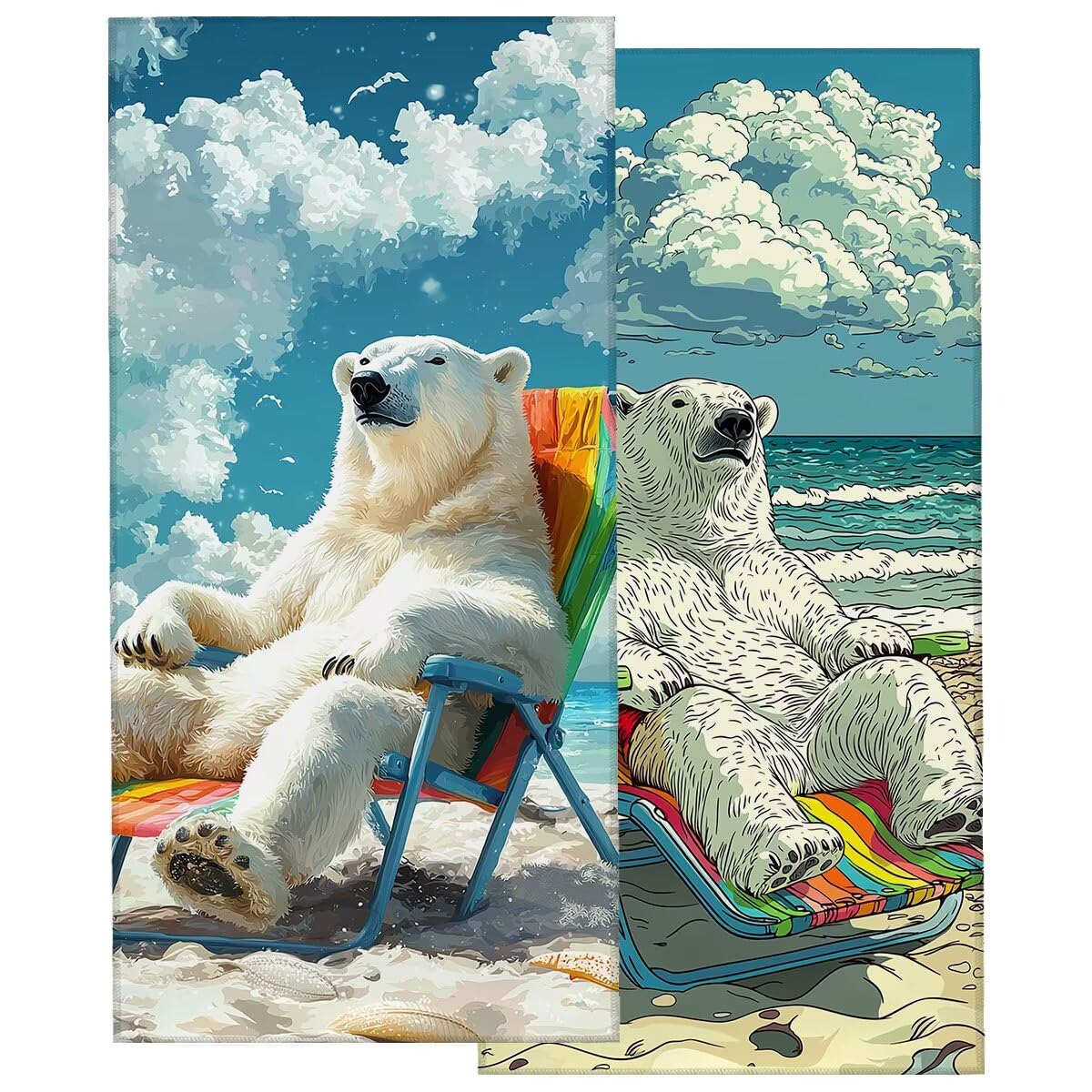 Ręcznik plażowy XXL, 100 x 200 cm, zestaw 2 szt., ręcznik do sauny, ręcznik z mikrofibry, szybkoschnący, sportowy ręcznik do studia fitness, lekki ręcznik kąpielowy, duży, bez piasku, ręcznik plażowy