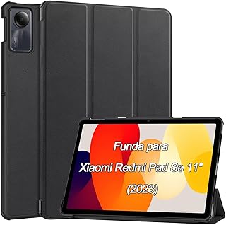 حافظة حماية من اتش جي جي دبليو زد دبليو آي اف لتابلت شاومي ريدمي باد اس اي 11 بوصة، تصميم فوليو من الجلد والبولي كربونات باللون الأسود