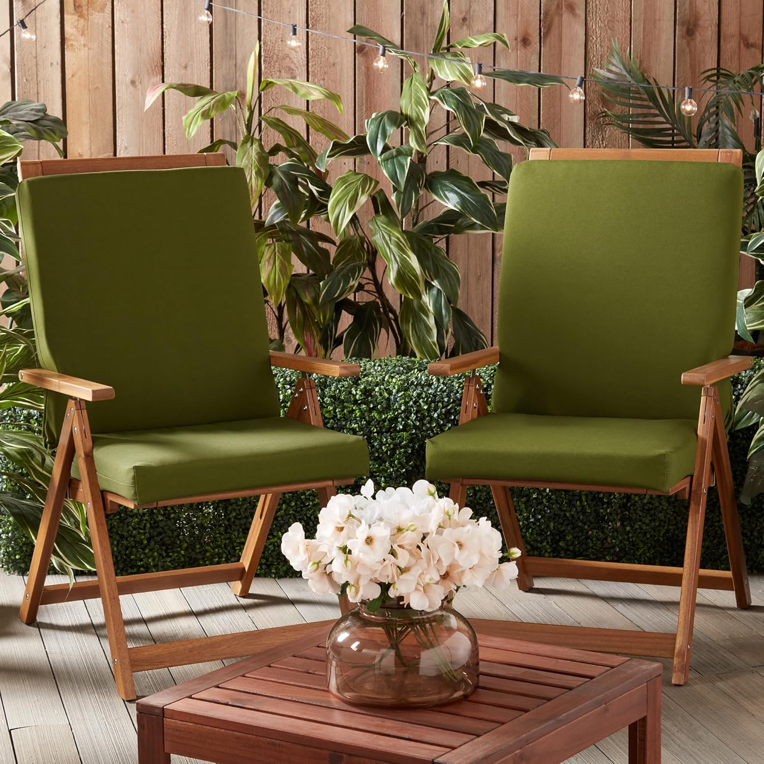 Greendale Home Fashions Outdoor High Back Dining Chair Pad, Juniper