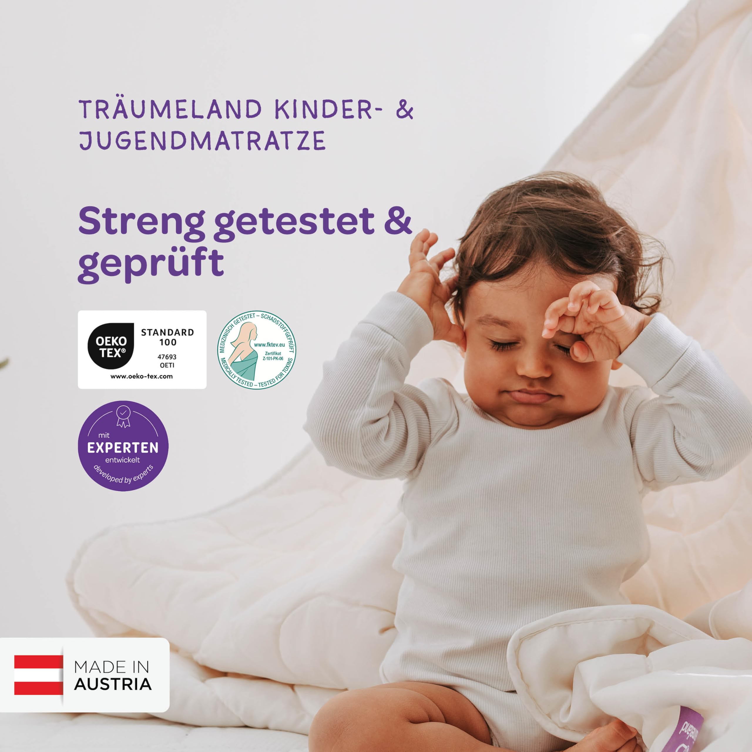 TRÄUMELAND - Colchón Infantil de 90 x 200 cm Air Flow Child | Colchón de Espuma fría Transpirable para un Clima Saludable para Dormir | Ergonómico, Certificado Öko-Tex 100, Apto para alérgicos