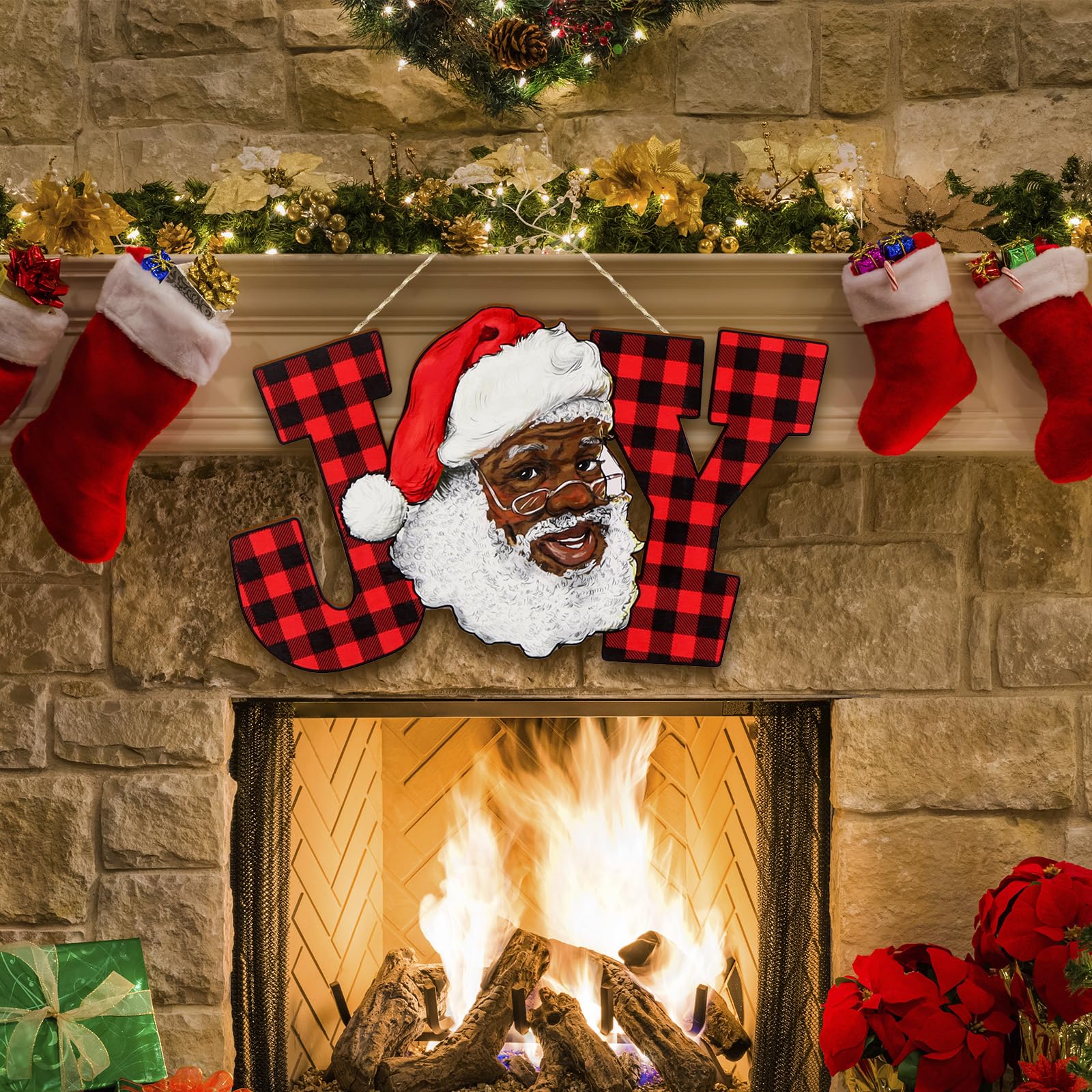 Snapklik.com : Black Santa African American Christmas Decorations Joy