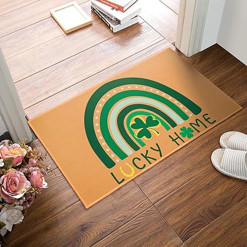 Miniatura 4 de Sweetsus Tapete para interiores y exteriores del Día de San Patricio, tapete para puerta delantera con parte trasera de goma antideslizante,