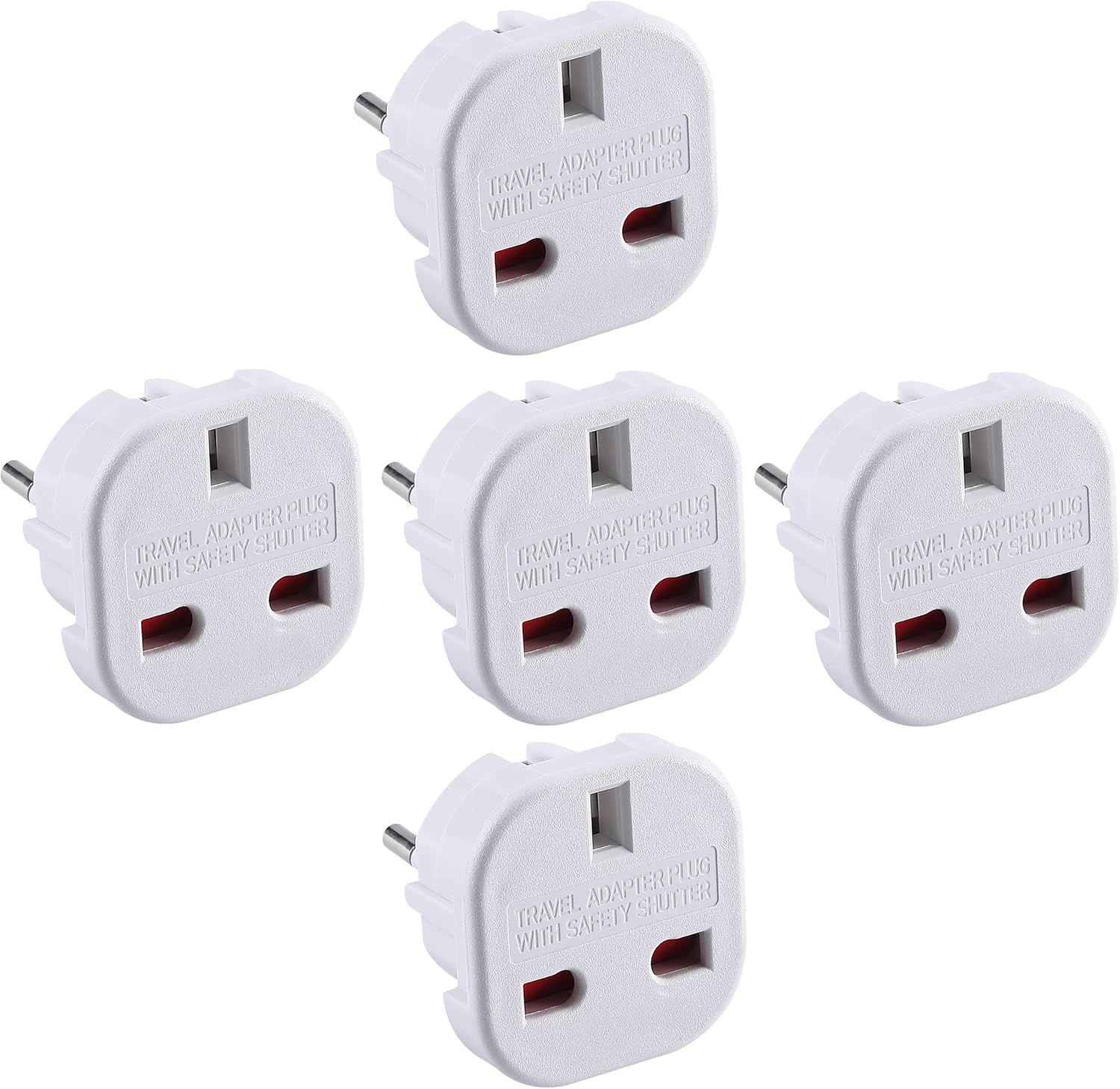 Pack of 5 Travel Adapter UK to European Plug Adapter Converter (Euro