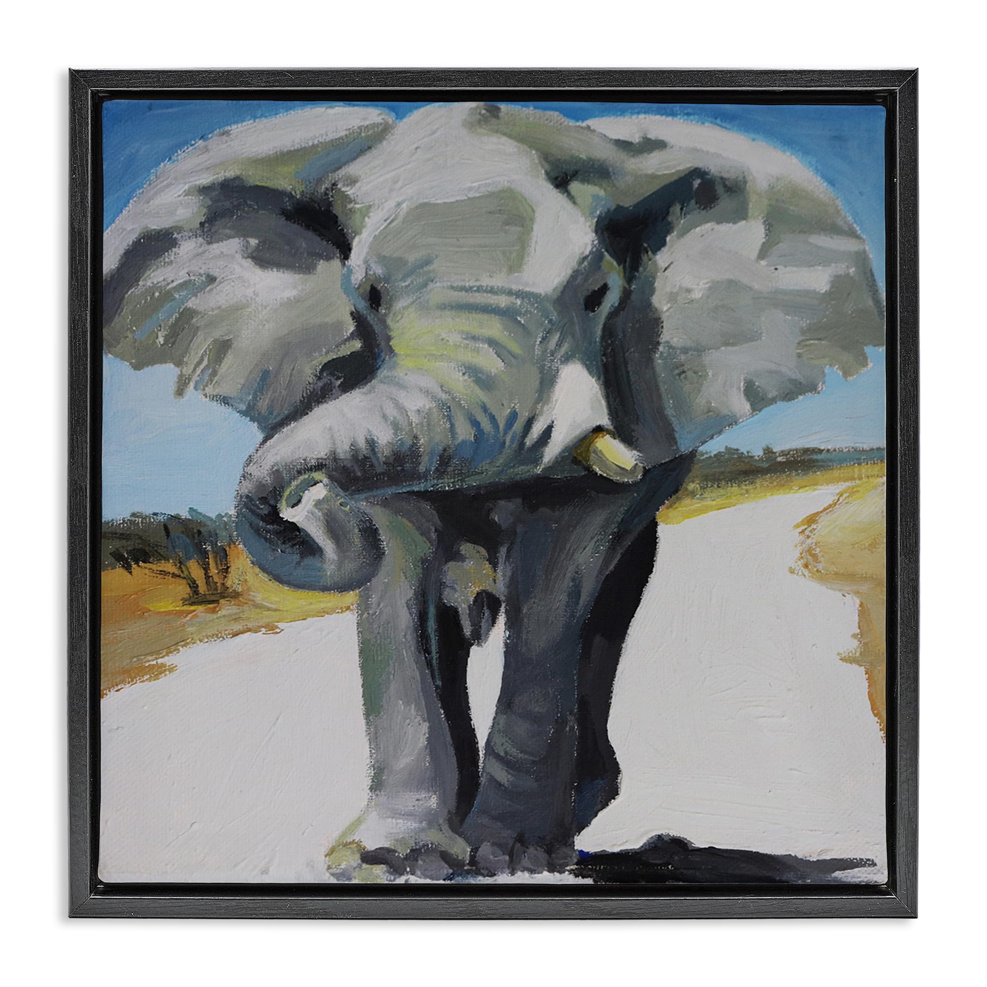 'Majestic Elephant on Path'| Floating Frame Canvas Art