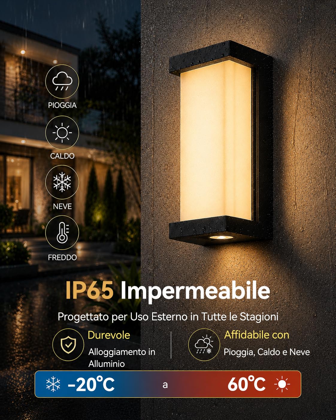 Meevt Lampade da Esterno RGBCW IP65, Smart Applique da Parete Interno, 1 Pz | 1800LM, Illuminazione a 3 Lati, Lampade con Alexa e Google Assistant, Controllo App / Telecomando, Balconi Giardini Garage