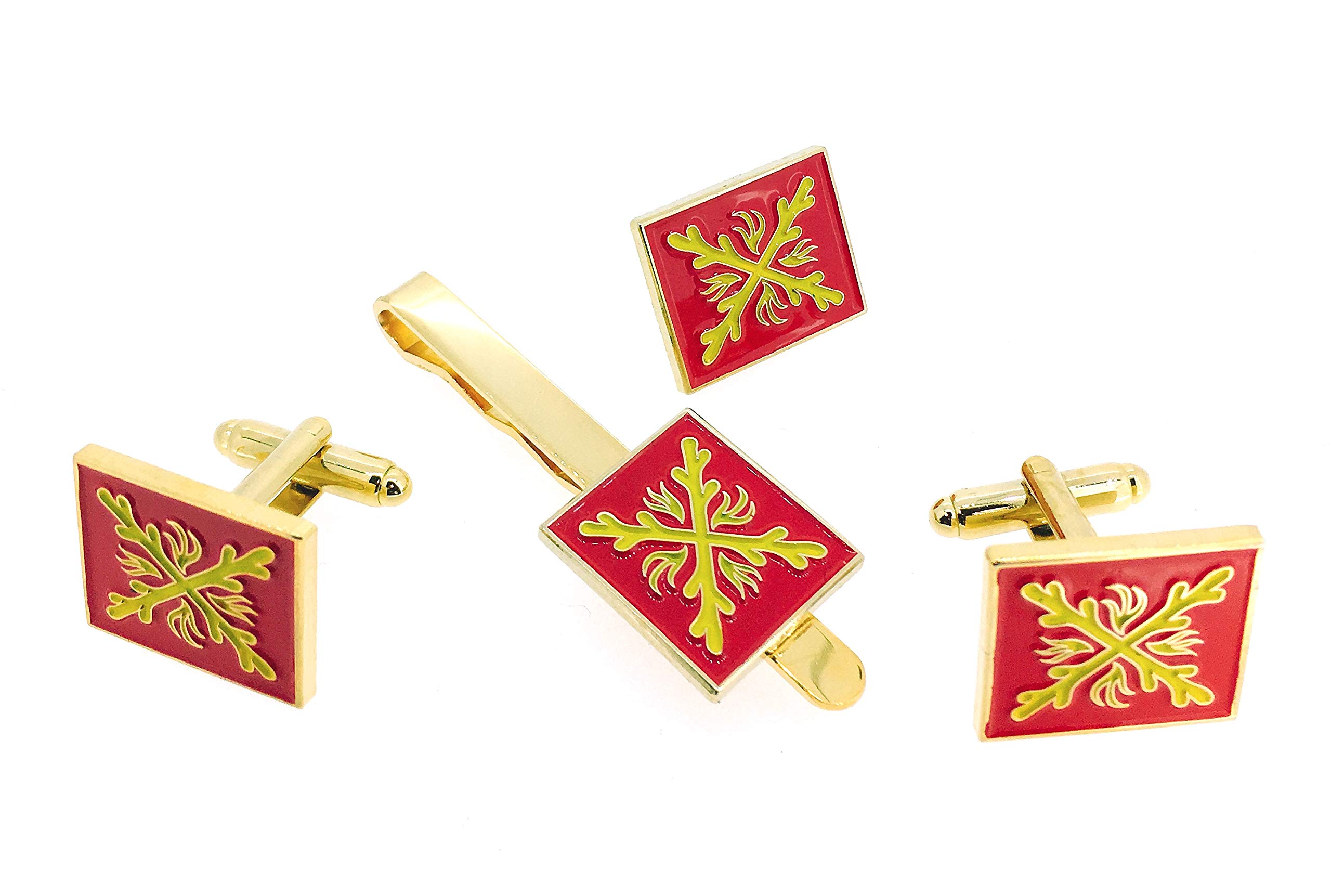 Gemelolandia | | Pack Pasador de Corbata Gemelos de Camisa y Pin de Solapa ‪Tercio Rojo de Infantería Siglo XVI Gemelos Originales Para Camisas | Para Hombres y Niños