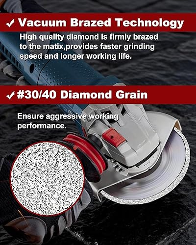 Miniatura 4 de DT-DIATOOL Diámetro soldado al vacío del mármol del granito de la rueda de la taza del diamante 4,5 pulgadas