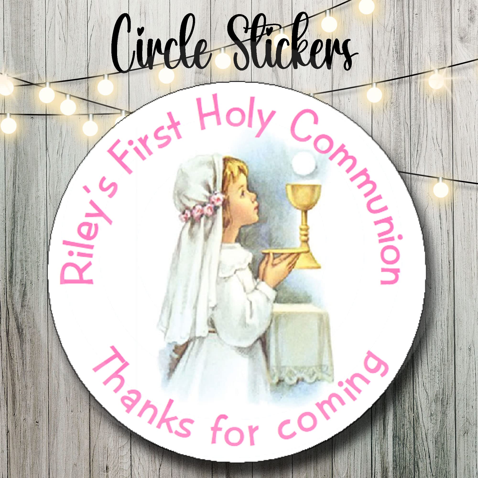 Eternal Design Personalised Communion White Stickers Great for Party Bags CMCS 9