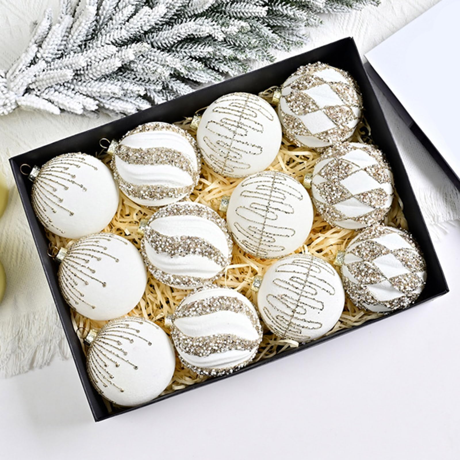 Générique Ornements de noël Scintillants, 12 pièces, décorations suspendues pour Arbre de Vacances intérieur et extérieur, décorations d ' Arbre de noël de fête