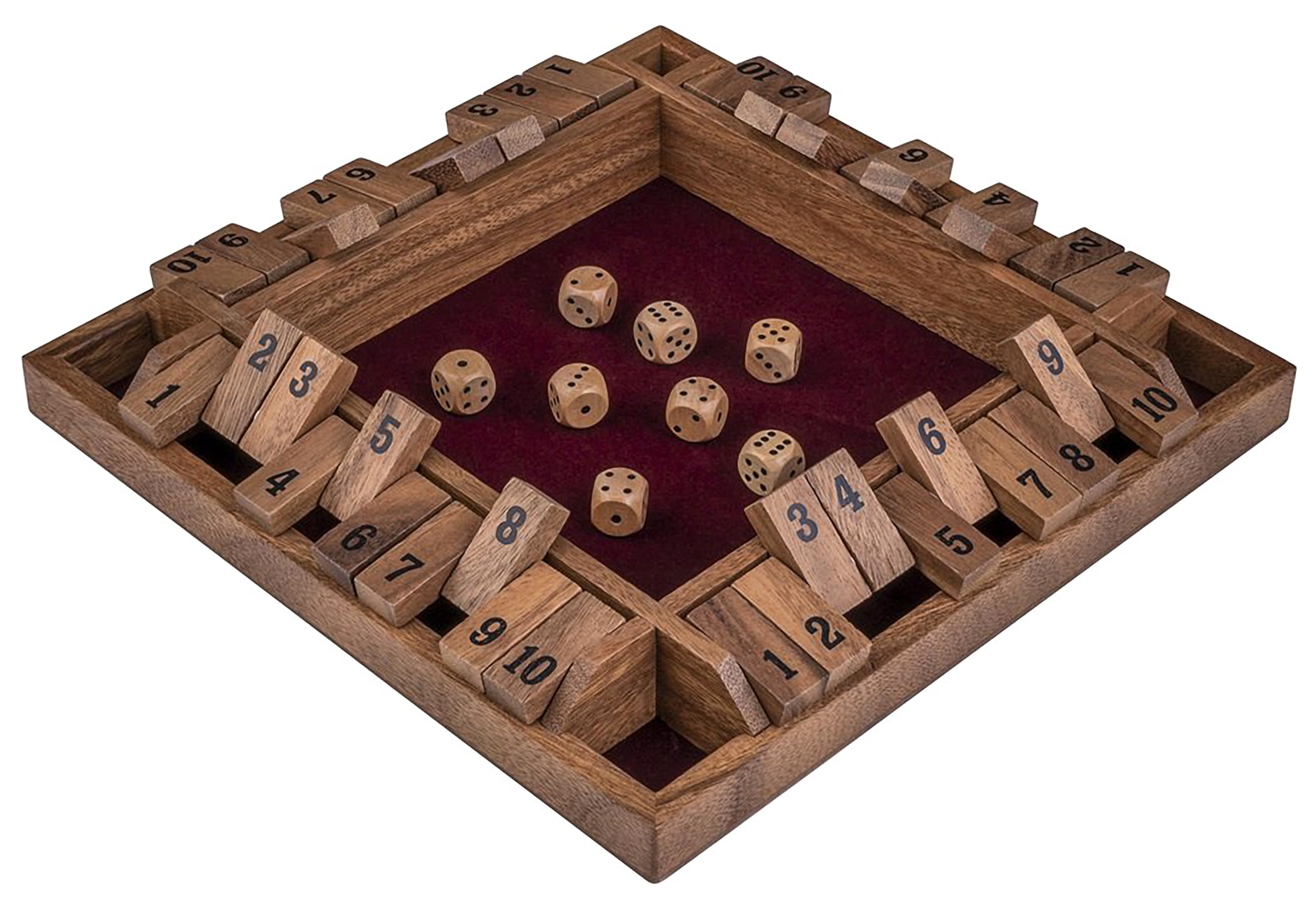 Engelhart Shut The Box 4 Joueurs – Jeu De Dés En Bois Écologique – Calcul Mental – Dès 6 Ans