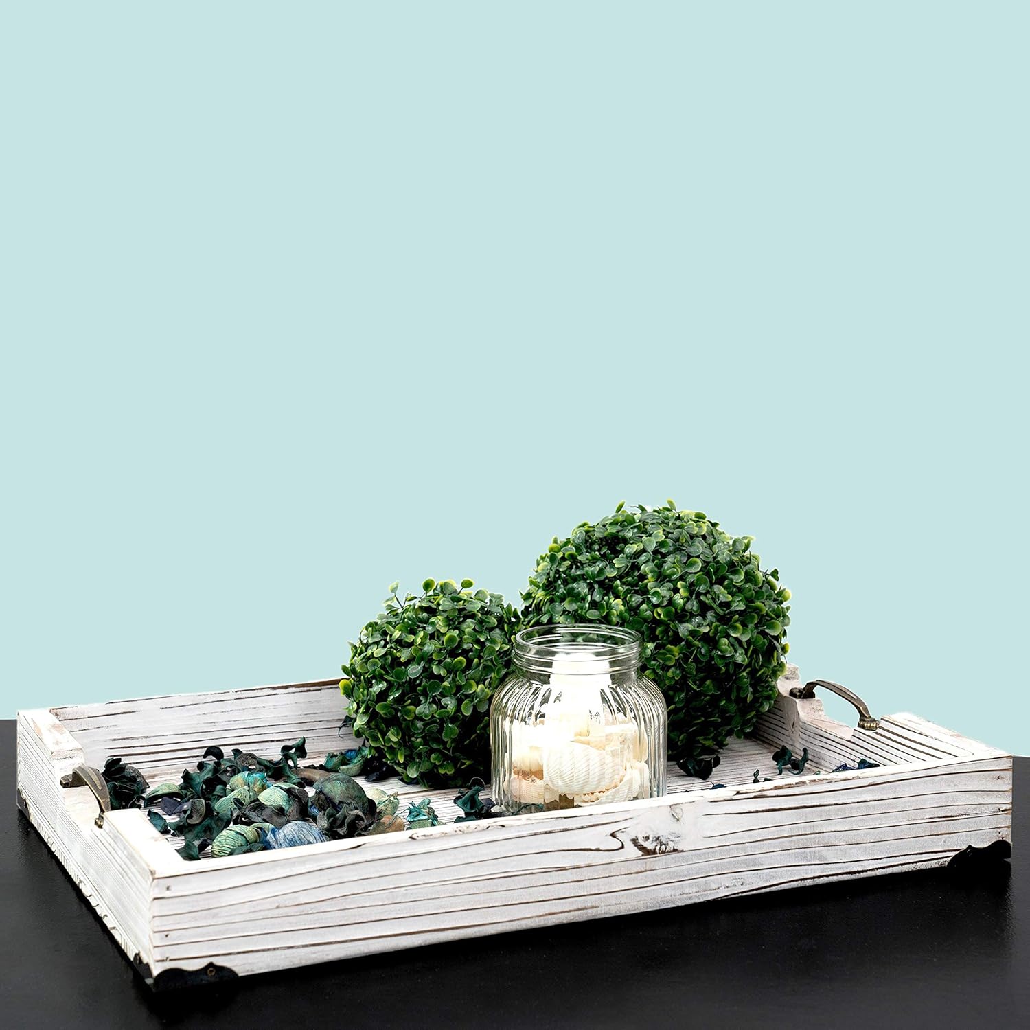 Buy 1 get 1 Boxwood Brothers Large 20 x 14 Inch Ottoman Tray, Distressed White Farmhouse, Solid Pine Serving Tray with Padded Feet and Bronze Handles Black Friday - 80% OFF Boxwood Brothers Large 20 x 14 Inch Ottoman Tray, Distressed White Farmhouse, Solid Pine Serving Tray with Padded Feet and Bronze Handles