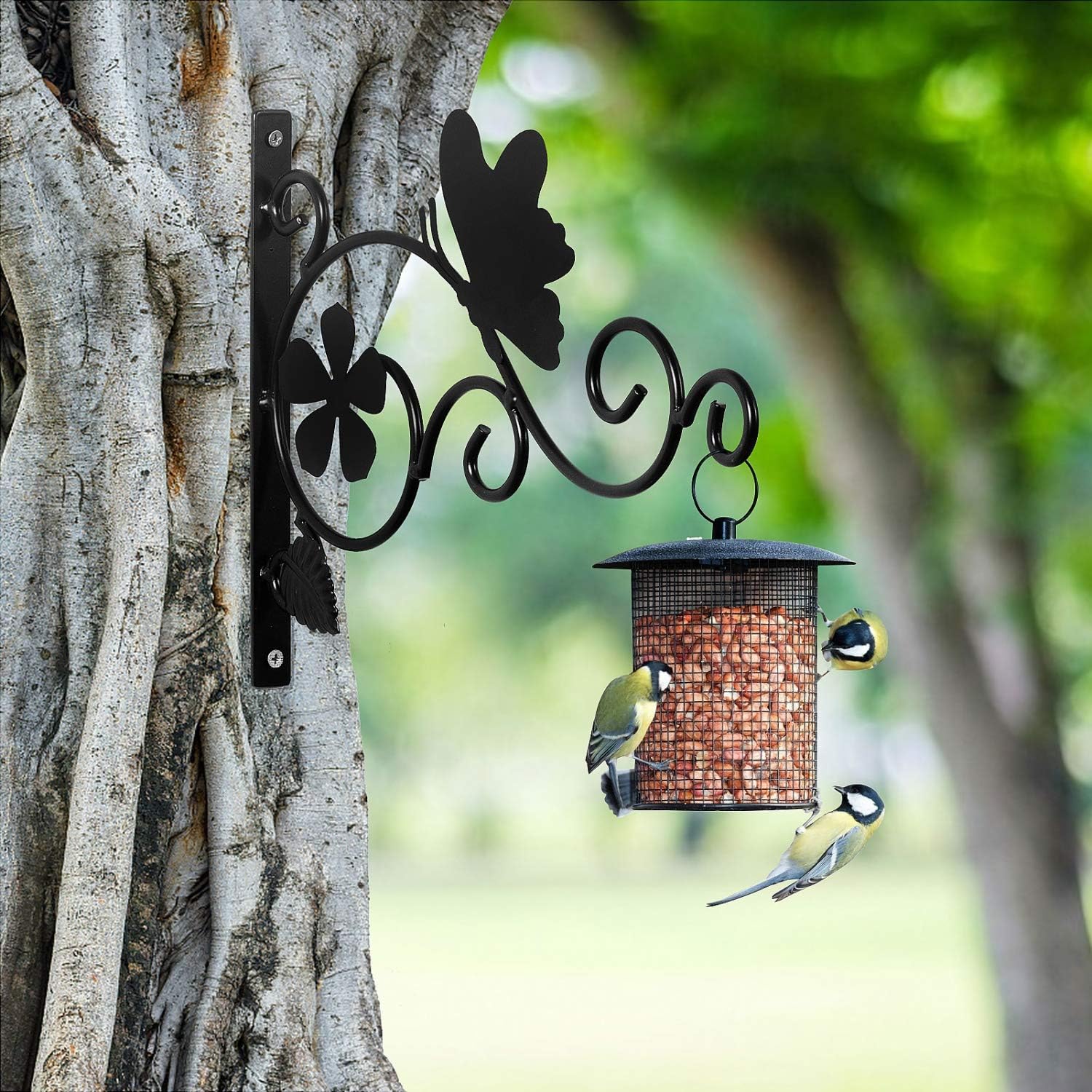 Rocinha 2 Pack Plant Hooks 12'' Hanging Plants Bracket, Iron Plant Wall Hanger for Flower Pot Bird Feeder Hanger, Plant Hangers Outdoor, Lanterns, Black Plant Hooks.