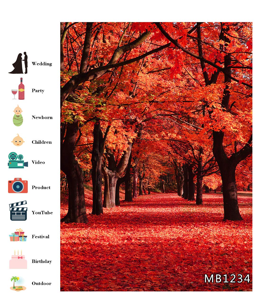 Amazon | LB 背景布 1.5×2.1m/5x7ft 秋の風景 自然風景 紅葉 写真撮影